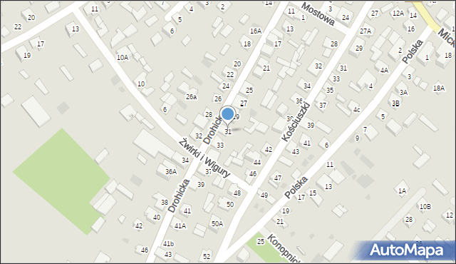 Ciechanowiec, Drohicka, 31, mapa Ciechanowiec