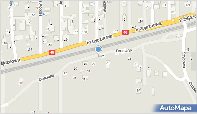 Częstochowa, Druciana, 27, mapa Częstochowy