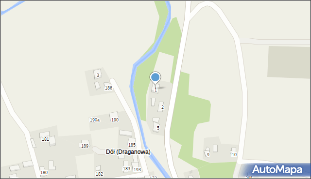 Draganowa, Draganowa, 1, mapa Draganowa