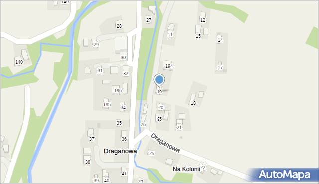 Draganowa, Draganowa, 19, mapa Draganowa