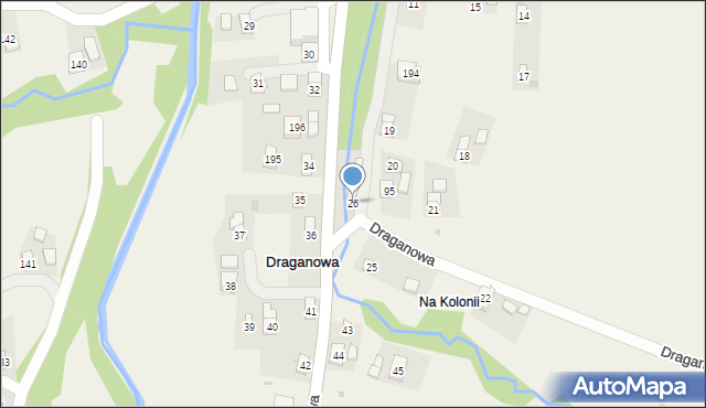 Draganowa, Draganowa, 26, mapa Draganowa