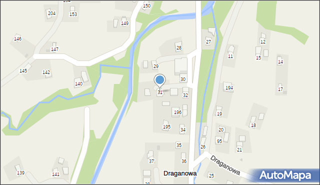 Draganowa, Draganowa, 31, mapa Draganowa