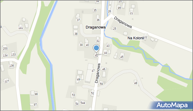 Draganowa, Draganowa, 42, mapa Draganowa