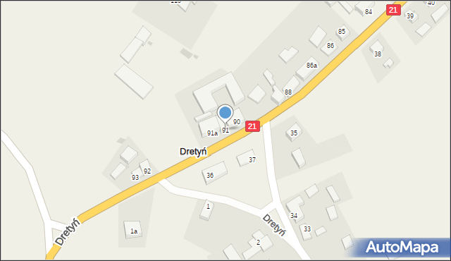 Dretyń, Dretyń, 91, mapa Dretyń