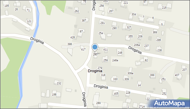 Droginia, Droginia, 280, mapa Droginia