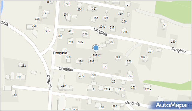 Droginia, Droginia, 309a, mapa Droginia