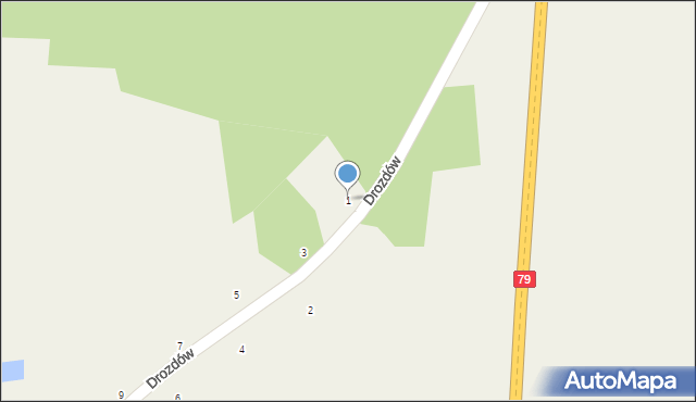 Drozdów, Drozdów, 1, mapa Drozdów