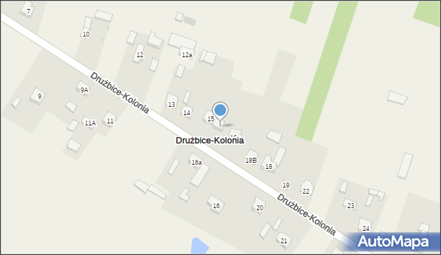 Drużbice-Kolonia, Drużbice-Kolonia, 15a, mapa Drużbice-Kolonia