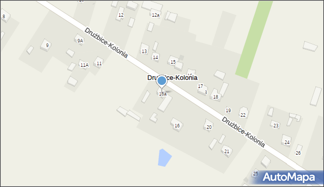 Drużbice-Kolonia, Drużbice-Kolonia, 16a, mapa Drużbice-Kolonia