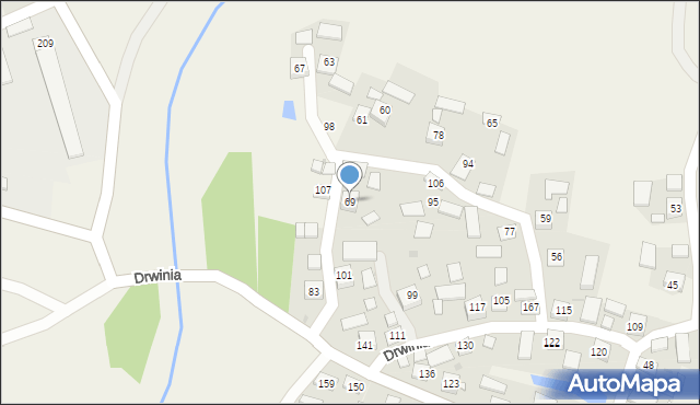 Drwinia, Drwinia, 69, mapa Drwinia
