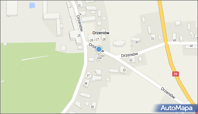 Drzeniów, Drzeniów, 33A, mapa Drzeniów