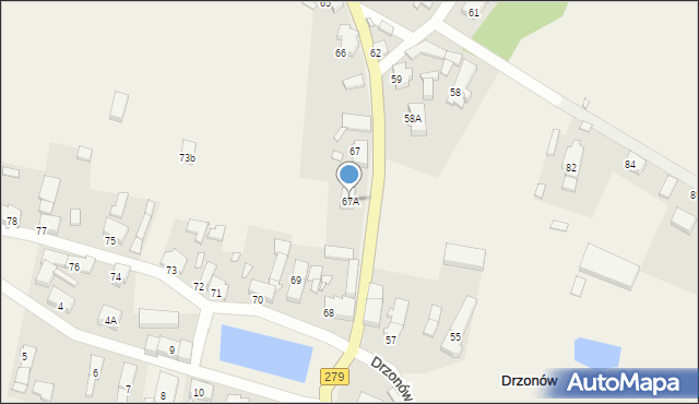 Drzonów, Drzonów, 67A, mapa Drzonów