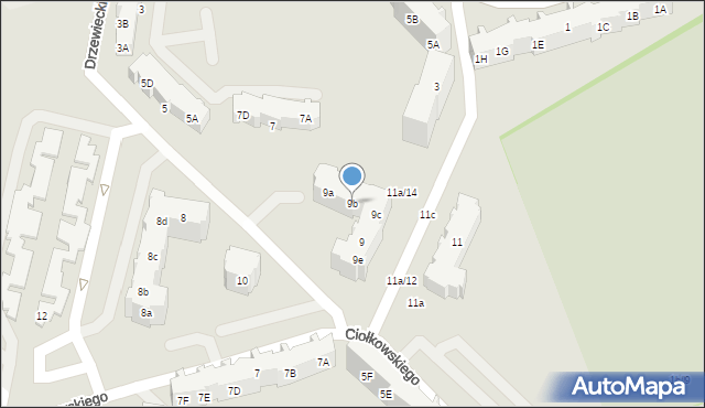 Gdańsk, Drzewieckiego Stefana, 9b, mapa Gdańska