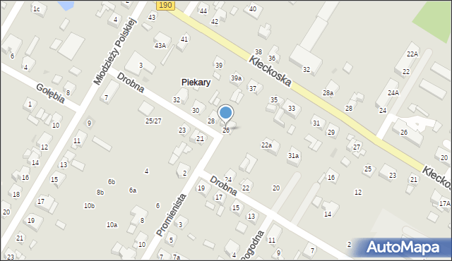 Gniezno, Drobna, 26, mapa Gniezna