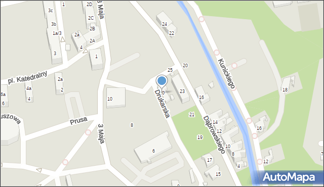 Gubin, Drukarska, 10, mapa Gubin