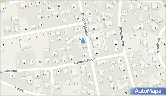 Jastrzębia Góra, Droga Rybacka, 9, mapa Jastrzębia Góra