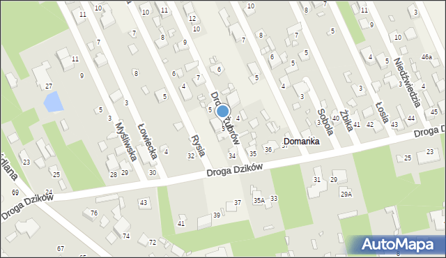 Jesówka, Droga Żubrów, 3, mapa Jesówka