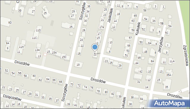 Katowice, Drozdów, 21, mapa Katowic