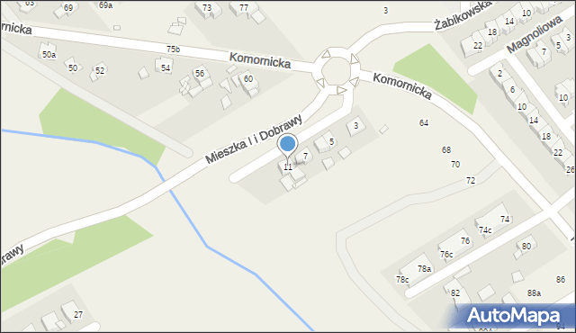 Komorniki, Drzymały, 11, mapa Komorniki