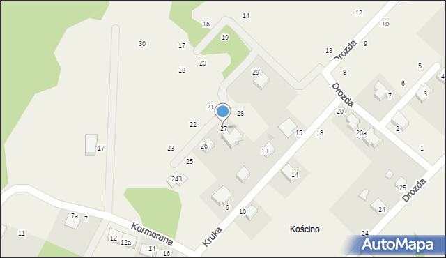 Kościno, Drozda, 27, mapa Kościno