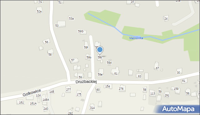 Kraków, Drużbackiej Elżbiety, 59c, mapa Krakowa