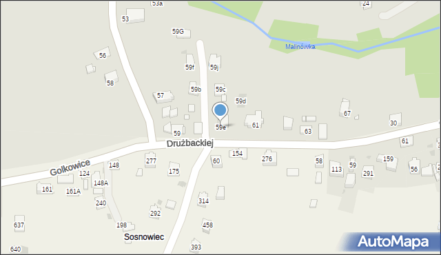 Kraków, Drużbackiej Elżbiety, 59e, mapa Krakowa