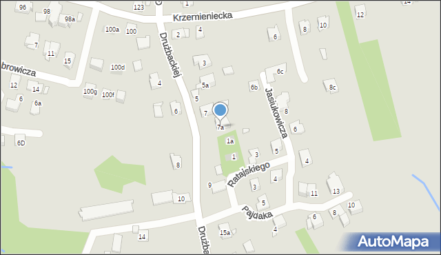 Kraków, Drużbackiej Elżbiety, 7a, mapa Krakowa