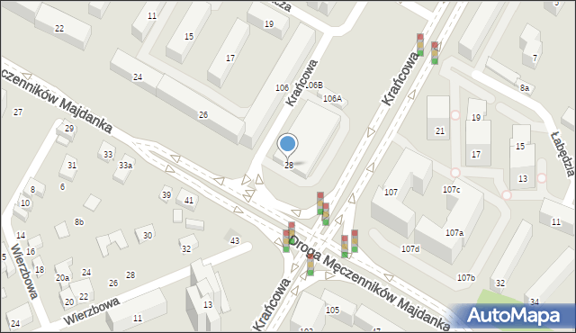 Lublin, Droga Męczenników Majdanka, 28, mapa Lublina