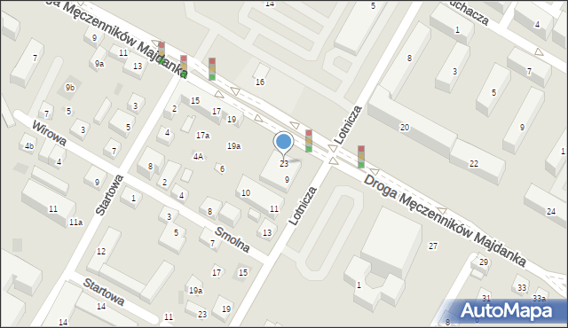 Lublin, Droga Męczenników Majdanka, 23, mapa Lublina