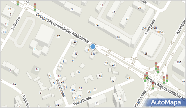 Lublin, Droga Męczenników Majdanka, 33a, mapa Lublina