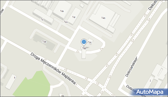 Lublin, Droga Męczenników Majdanka, 74d, mapa Lublina