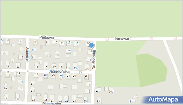 Mielec, Drużbackiej, 11, mapa Mielca