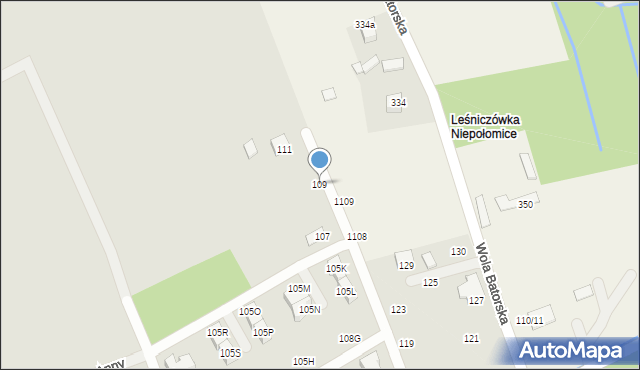 Niepołomice, Droga Królewska, 109, mapa Niepołomice