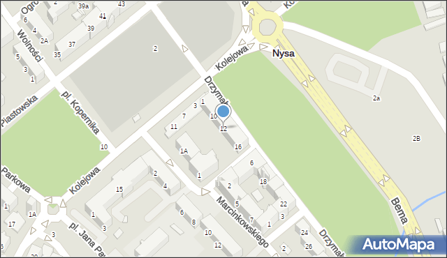 Nysa, Drzymały Wojciecha, 12, mapa Nysy