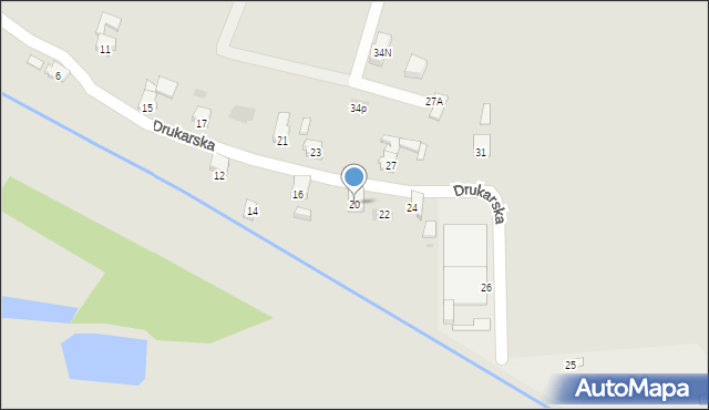 Orzesze, Drukarska, 20, mapa Orzesze