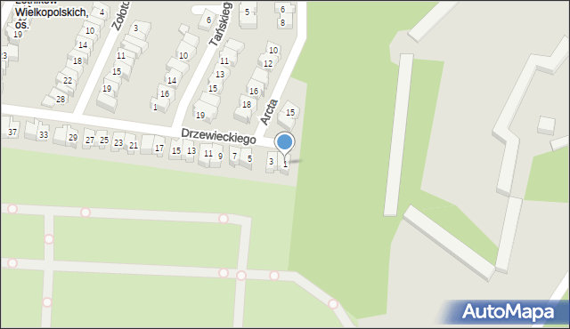 Poznań, Drzewieckiego Stefana, 1, mapa Poznania