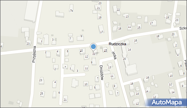 Rudziczka, Drozdów, 11, mapa Rudziczka