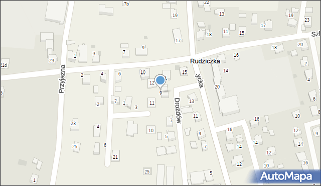 Rudziczka, Drozdów, 9, mapa Rudziczka