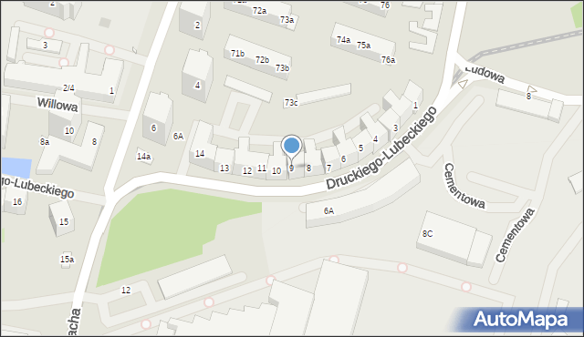 Szczecin, Druckiego-Lubeckiego Franciszka Ksawerego, 9, mapa Szczecina