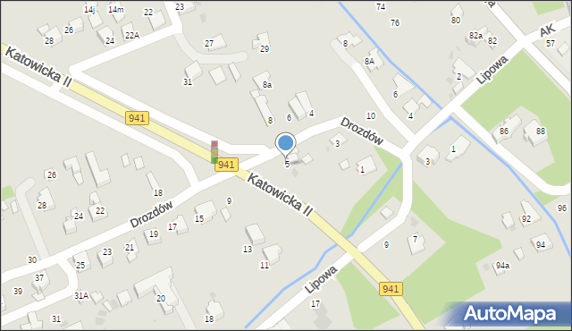 Ustroń, Drozdów, 5B, mapa Ustroń