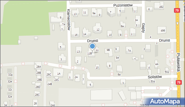 Warszawa, Drumli, 11A, mapa Warszawy