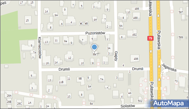Warszawa, Drumli, 8a, mapa Warszawy
