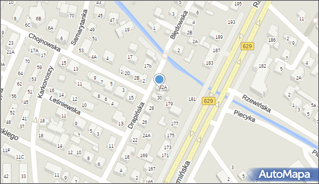 Warszawa, Drapińska, 32, mapa Warszawy