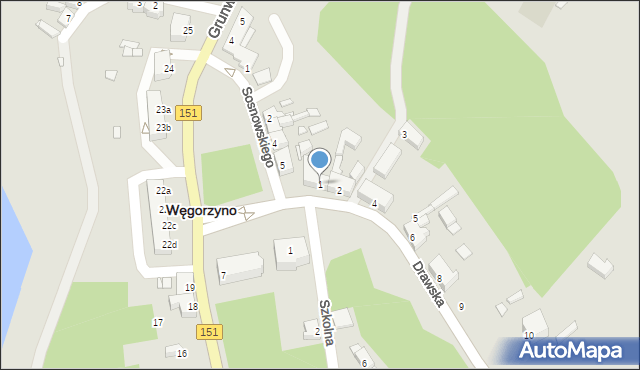 Węgorzyno, Drawska, 1, mapa Węgorzyno