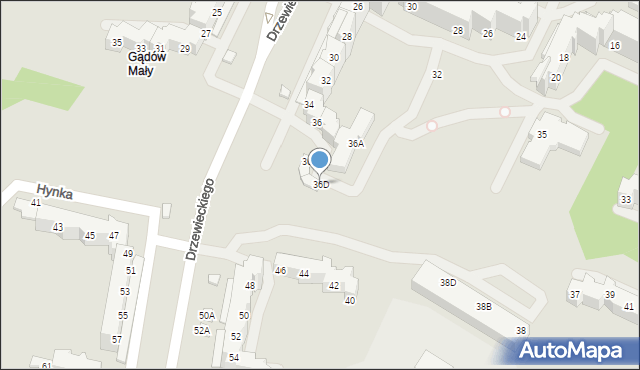 Wrocław, Drzewieckiego Stefana, 36D, mapa Wrocławia