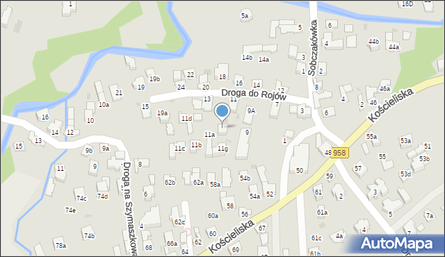 Zakopane, Droga do Rojów, 11f, mapa Zakopanego