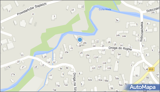 Zakopane, Droga do Rojów, 19, mapa Zakopanego