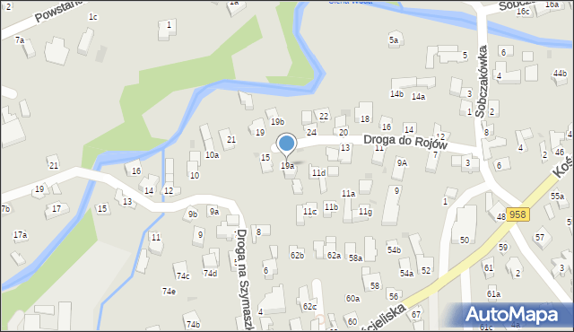 Zakopane, Droga do Rojów, 19a, mapa Zakopanego
