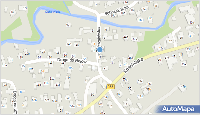 Zakopane, Droga do Rojów, 8a, mapa Zakopanego