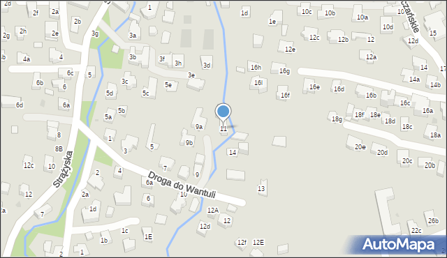 Zakopane, Droga do Wantuli, 11, mapa Zakopanego